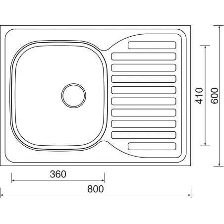 Kuchyňský dřez Sinks CLP-D 800 M 0,5 mm, matný, levý s lemem