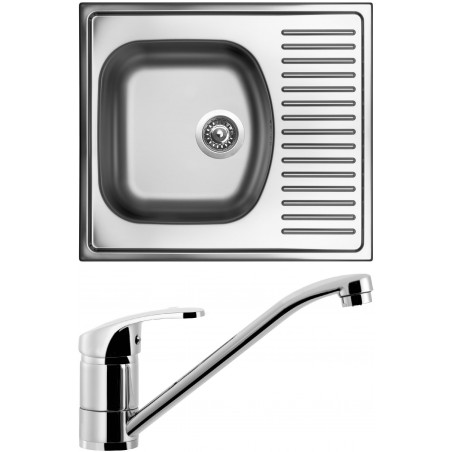 Set Sinks (dřez Short 580 V 0,5 mm, matný + baterie Pronto Chrom)