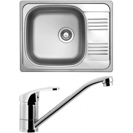 Set Sinks (dřez Grand 652 V 0,8 mm, leštěný + baterie Pronto Chrom)