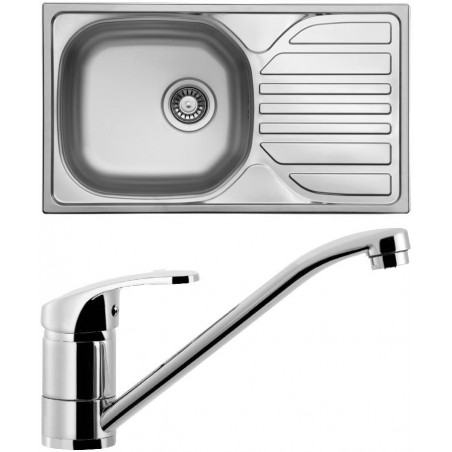 Set Sinks (dřez Compact 760 V 0,5 mm, matný + baterie Pronto Chrom)
