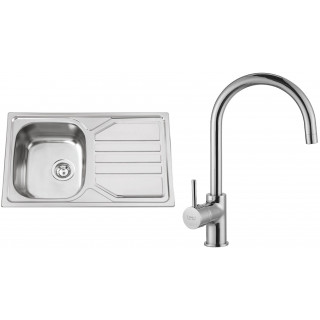 Set Sinks N63 (dřez Okio 800 V 0,7 mm matný + baterie Vitalia Chrom - lesklý)