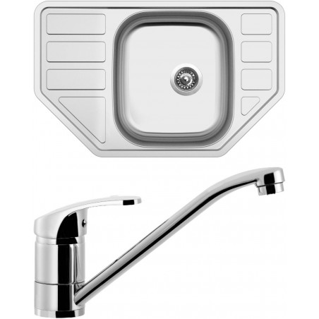 Set Sinks (dřez Corno 770 0,6 mm, matný + baterie Pronto Chrom)
