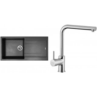 Set Sinks (dřez Amanda 990 Metalblack 74 + baterie Elka Chrom - lesklý)