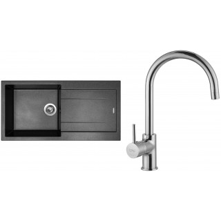 Set Sinks G15474 (dřez Amanda 990 Metalblack 74 + baterie Vitalia Chrom - lesklý)