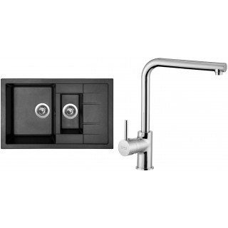 Set Sinks (dřez Crystal 780.1 Metalblack 74 + baterie Elka Chrom)