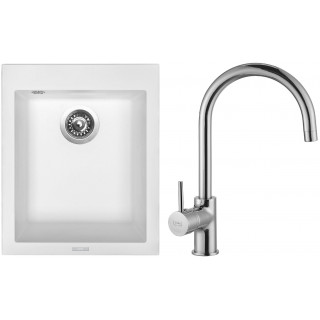 Set Sinks G8628 (dřez Cube 410 Milk 28 + baterie Vitalia Chrom - lesklý)