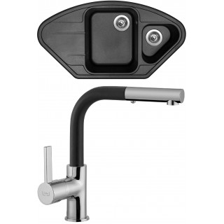 Set Sinks (dřez Lotus 960.1 Metalblack 74 + baterie Enigma S Metalblack 74)