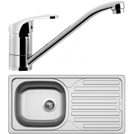 Set Sinks (dřez Classic 860 V 0,5 mm, matný + baterie Pronto Chrom)