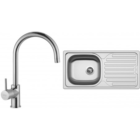 Set Sinks (dřez Classic 860 V 0,5 mm, matný + baterie Vitalia Chrom)
