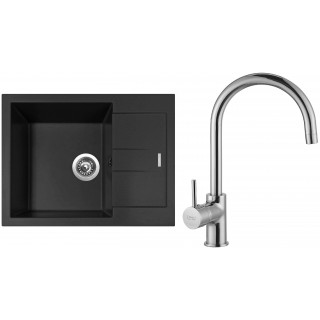 Set Sinks G11426 (dřez Amanda 650 Pureblack 26 + baterie Vitalia Chrom - lesklý)