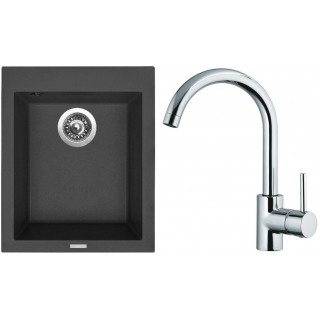 Set Sinks G177N6 (dřez Cube 410 NANO Nanoblack N6 + baterie Mix 35 Chrom - lesklý)