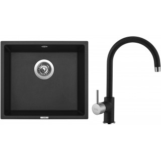 Set Sinks G7926 (dřez Frame 457 Pureblack 26 + baterie Vitalia Pureblack 26)