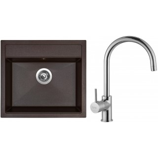 Set Sinks G9093 (dřez Solo 560 Marone 93 + baterie Vitalia Chrom - lesklý)