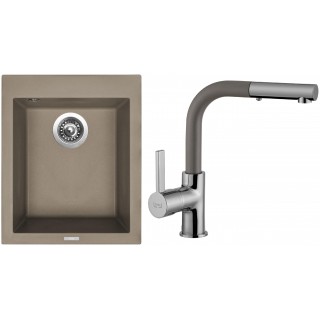 Set Sinks (dřez Cube 410 Truffle 54 + baterie Enigma S Truffle 54)