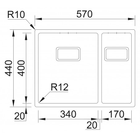 Kuchyňský dřez Sinks Box 570.1 FI 1,0 mm