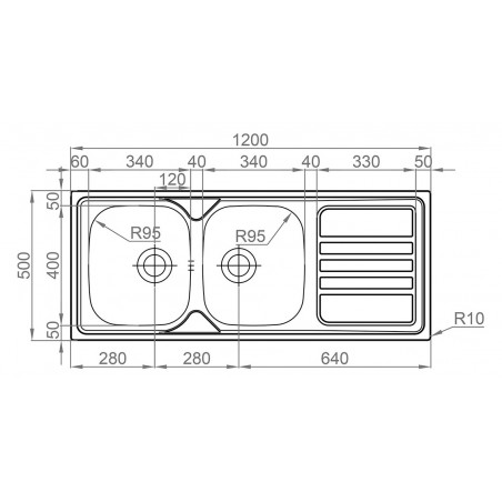 Kuchyňský dřez Sinks Okio 1200 Duo V 0,6 mm, matný