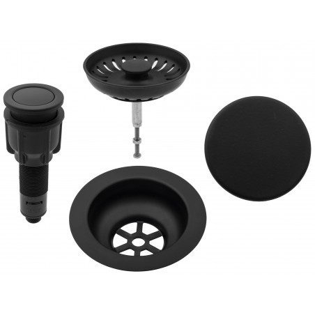 Černé komponenty pro granitové dřezy Sinks, pro jednodřezy s ovladačem