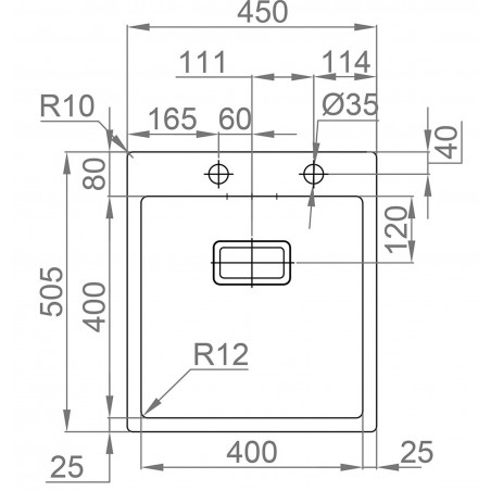Kuchyňský dřez Sinks Boxer 450 FI 1,2 mm