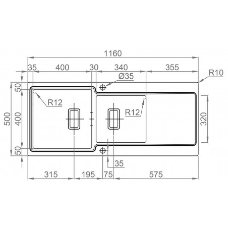Kuchyňský dřez Sinks Evo 1160.1 1,2 mm