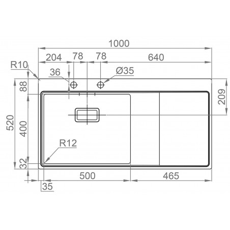 Kuchyňský dřez Sinks Xeron 1000, pravý, 1,2 mm