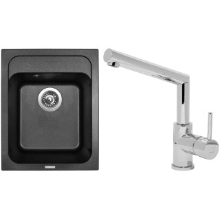 Set Sinks (dřez Classic 400 Metalblack 74 + baterie Mix 350 P Chrom - lesklý)
