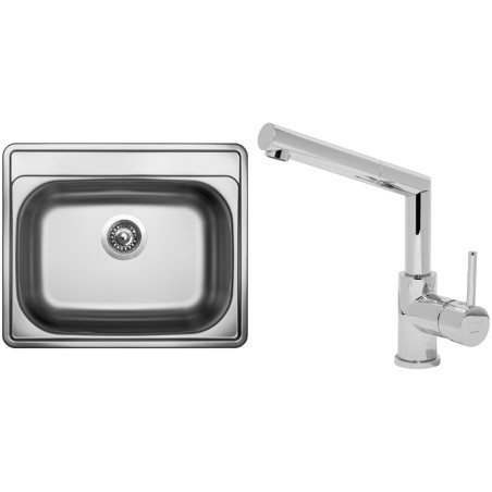 Set Sinks (dřez Comfort 600 V 0,6 mm, matný + baterie Mix 350 P Chrom - lesklý)