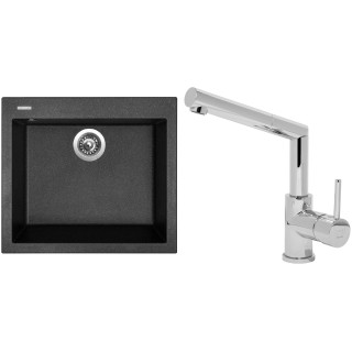 Set Sinks (dřez Cube 560 Granblack 30 + baterie Mix 350 P Chrom - lesklý)