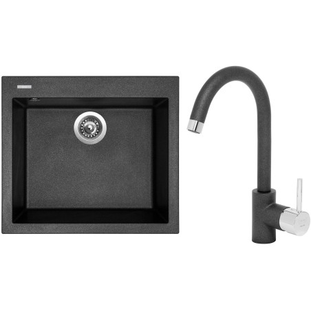 Set Sinks (dřez Cube 560 Metalblack 74 + baterie Mix 35 Metalblack 74)