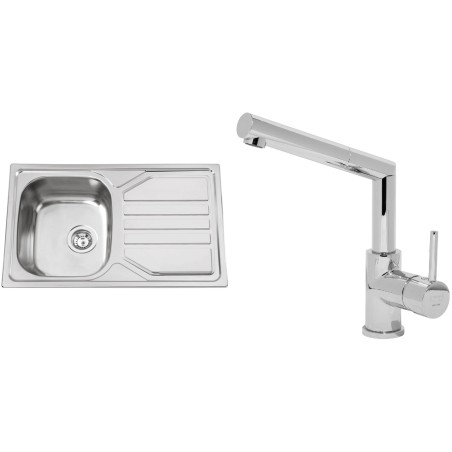 Set Sinks (dřez Okio 800 V 0,7 mm matný + baterie Mix 350 P Chrom - lesklý)