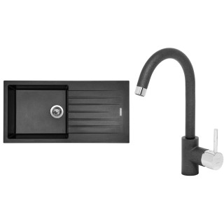 Set Sinks (dřez Perfecto 1000 Metalblack 74 + baterie Mix 35 Metalblack 74)