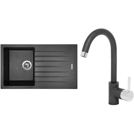 Set Sinks (dřez Perfecto 860 Metalblack 74 + baterie Mix 35 Metalblack 74)