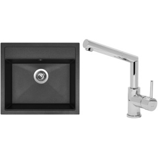 Set Sinks (dřez Solo 560 Granblack 30 + baterie Mix 350 P Chrom - lesklý)
