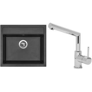 Set Sinks (dřez Solo 560 Metalblack 74 + baterie Mix 350 P Chrom - lesklý)