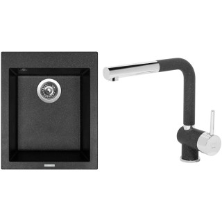 Set Sinks G8830 (dřez Cube 410 Granblack 30 + baterie Mix 3 P Granblack 30)