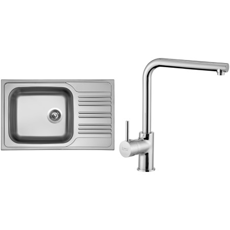 Set Sinks N56 (dřez Star 780 XXL 0,7 mm, matný + baterie Elka Chrom - lesklý)