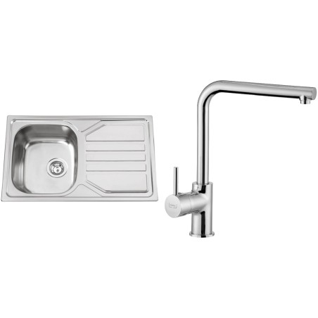 Set Sinks N64 (dřez Okio 800 V 0,7 mm matný + baterie Elka Chrom - lesklý)