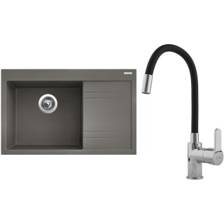 Set Sinks G5354 (dřez Rim 780 L Truffle 54 levý + baterie Flexia lesklá)