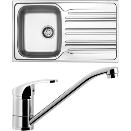 Set Sinks N69 (dřez Star 860 V 0,6mm, matný + baterie Pronto Chrom - lesklý)