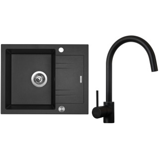 Set Sinks G1530XC (dřez Linea 600 XC Granblack 30 + baterie Vitalia Černá matná)