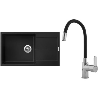 Set Sinks G14126 (dřez Ultima 860 XXL Pureblack 26 + baterie Flexia lesklá)