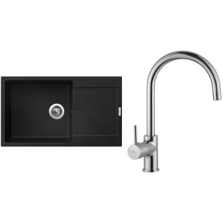 Set Sinks G14226 (dřez Ultima 860 XXL Pureblack 26 + baterie Vitalia Chrom - lesklý)