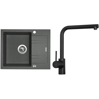 Set Sinks G1972XC (dřez Linea 600 XC Titanium 72 + baterie Elka Černá matná)
