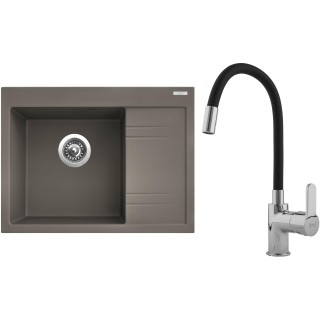 Set Sinks G2554 (dřez Rim 650 L Truffle 54 levý + baterie Flexia lesklá)