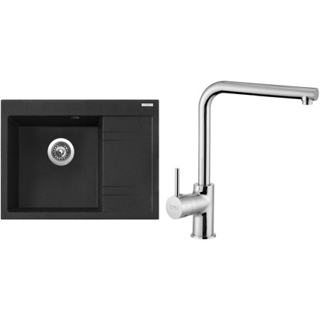 Set Sinks G2630 (dřez Rim 650 L Granblack 30 levý + baterie Elka Chrom - lesklý)