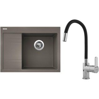 Set Sinks G3354 (dřez Rim 650 P Truffle 54 pravý + baterie Flexia lesklá)