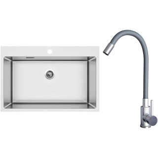 Set Sinks N161 (dřez Blocker 760 V 1mm, kartáčovaný + baterie Elasta Nerez/Šedá)