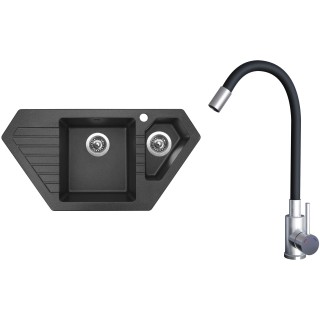 Set Sinks G21230 (dřez Bravo 850.1 Granblack 30 + baterie Elasta Nerez/Černá)
