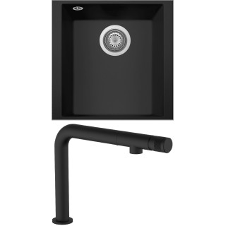 Set Sinks G259N6 (dřez Cube 340U Nanoblack N6 + baterie Comforta Nanoblack N6)