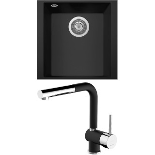 Set Sinks G257N6 (dřez Cube 340U Nanoblack N6 + baterie Mix 3 P Nanoblack N6)