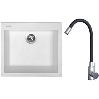 Set Sinks G22728 (dřez Cube 560 Milk 28 + baterie Elasta Nerez/Černá)